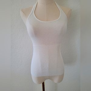 Halter Neck, Sparkly White Backless TOP